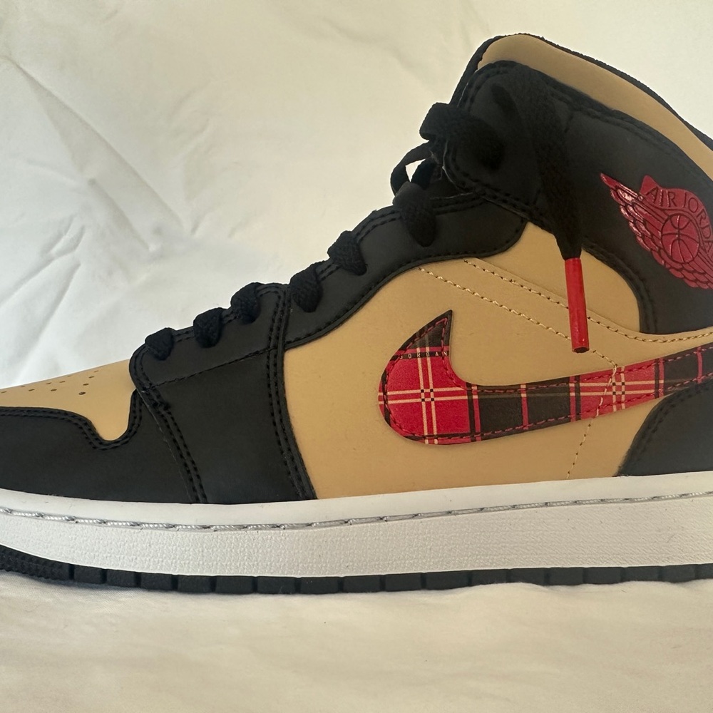 Jordan Athletic Shoes Black and Tan with Red Accents